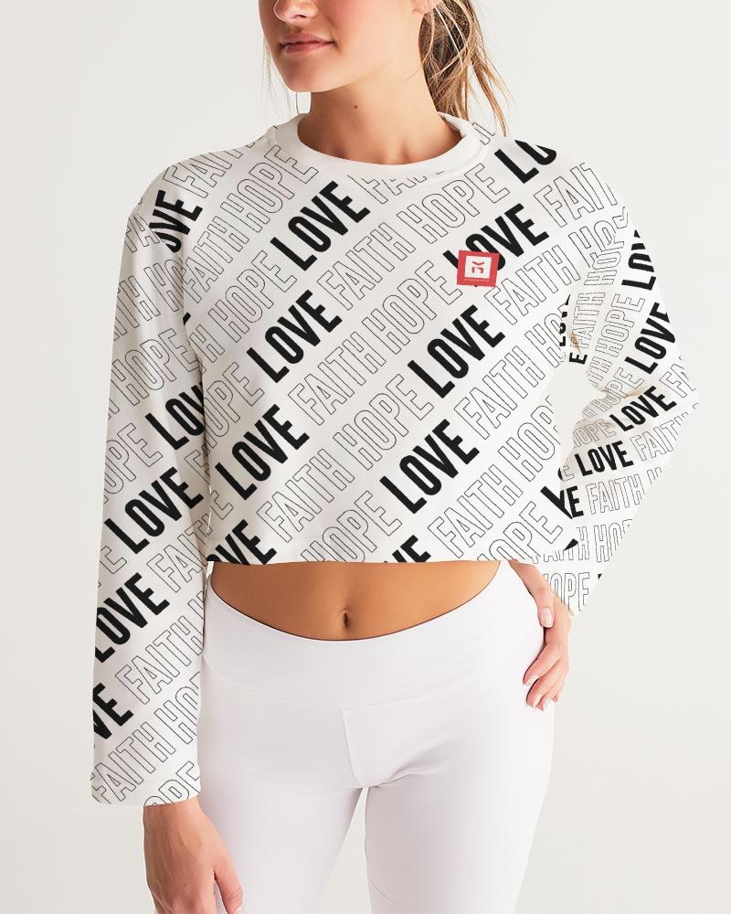 Faith Hope Love Women's Cropped Sweatshirt (White)
