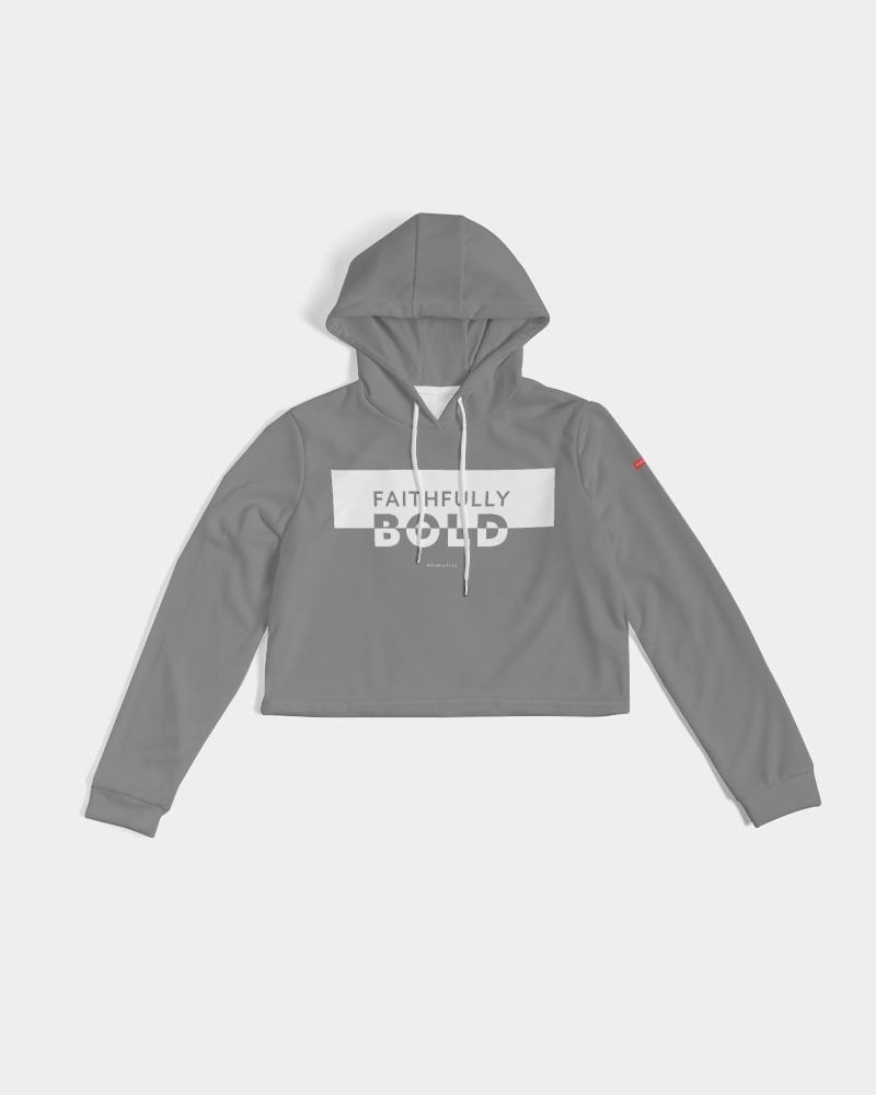 Faithfully Bold Boxed Women's Cropped Hoodie (Grey) Cropped Hoodie Myrrh and Gold