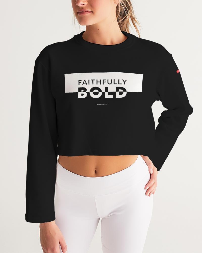 Faithfully Bold Boxed Women's Cropped Sweatshirt (Black) Cropped Sweatshirt Myrrh and Gold