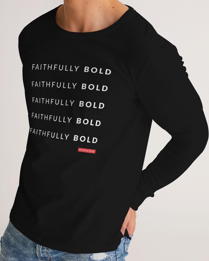 Faithfully Bold Men's Long Sleeve Tee (Black) Long Sleeve T-Shirt Myrrh and Gold