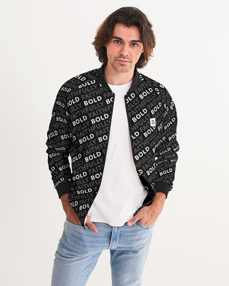 Faithfully-Bold-Pattern-v2a Men's Bomber Jacket cloth Myrrh and Gold