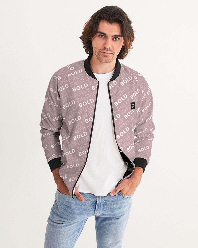 Faithfully-Bold-Pattern_Tuscany-Pink-v2a Men's Bomber Jacket cloth Myrrh and Gold