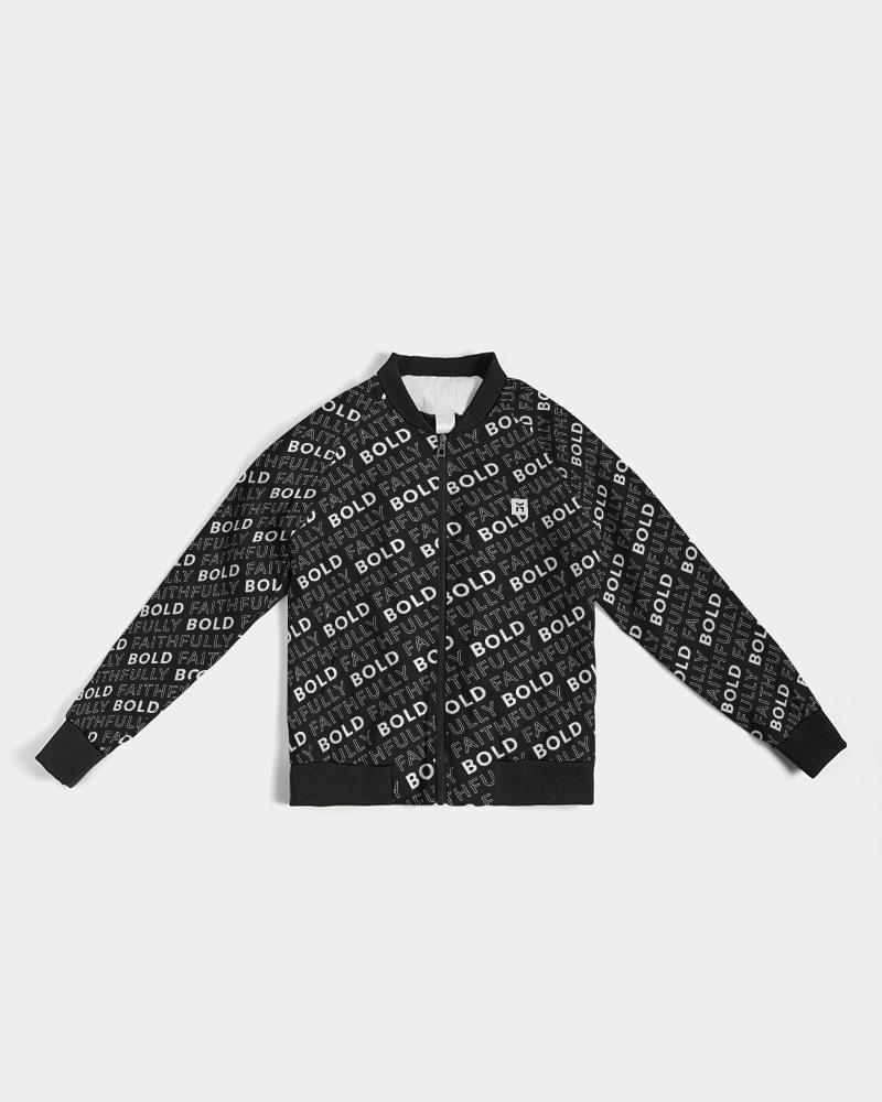 Faithfully-Bold-Pattern-v2a Women's Bomber Jacket cloth Myrrh and Gold
