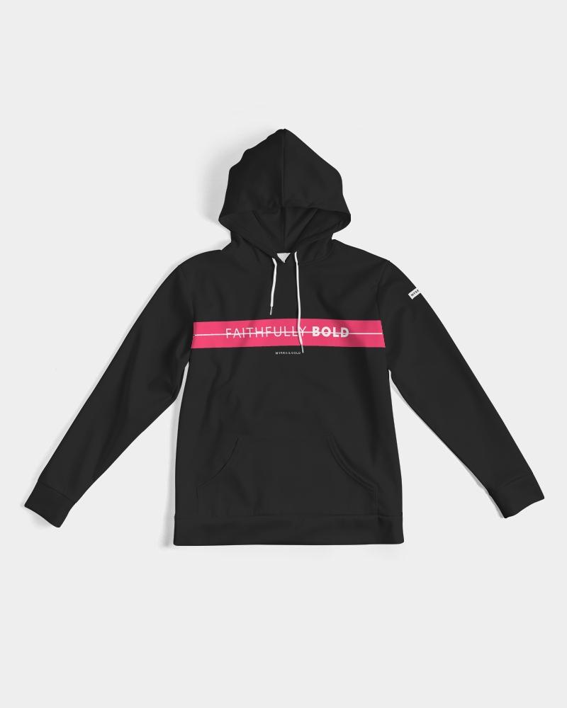 Faithfully Bold Strikethrough Men's Hoodie (Black/Radical Red) Hoodie Myrrh and Gold