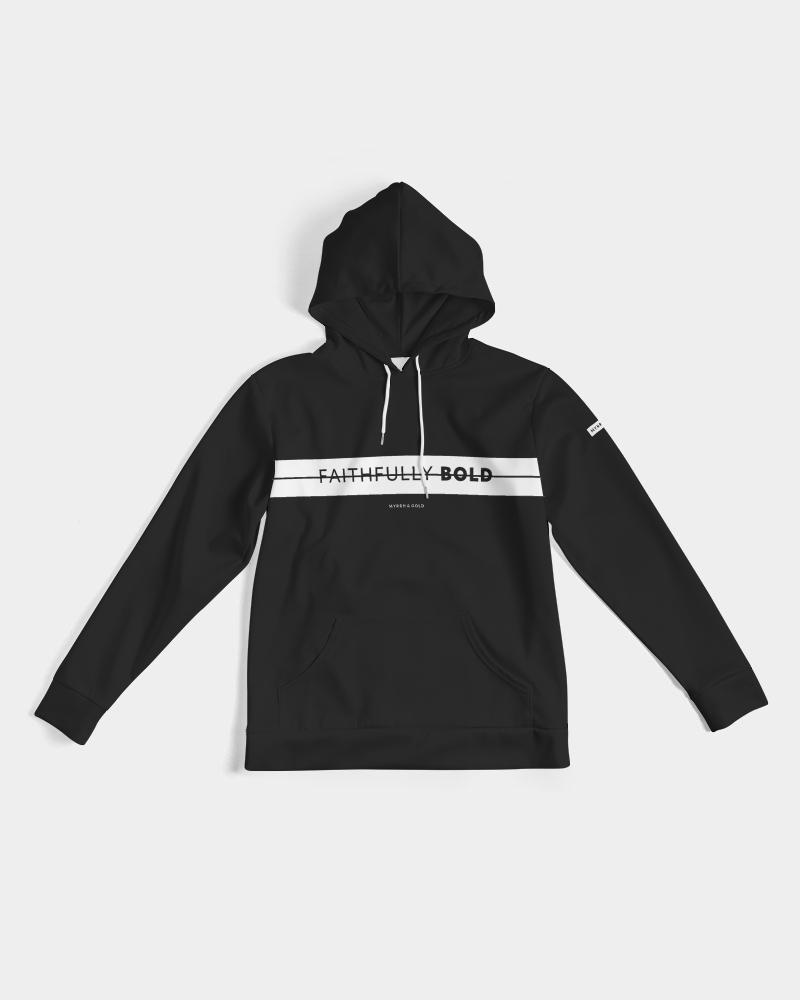Faithfully Bold Strikethrough Men's Hoodie (Black/White) Hoodie Myrrh and Gold