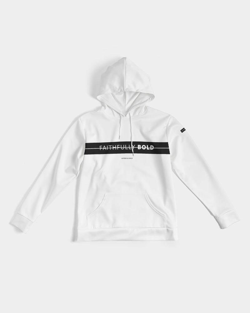 Faithfully Bold Strikethrough Men's Hoodie (White/Black) Hoodie Myrrh and Gold
