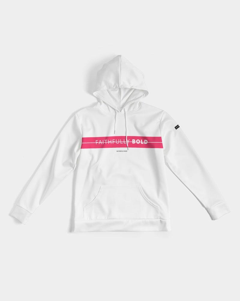 Faithfully Bold Strikethrough Men's Hoodie (White/Tuscany Pink) Hoodie Myrrh and Gold