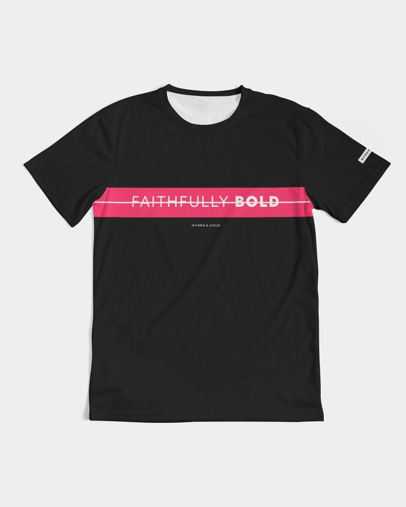Faithfully Bold Strikethrough Men's Tee (Black/Radical Red) T-Shirt Myrrh and Gold