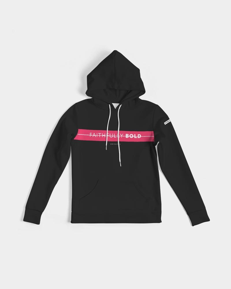 Faithfully Bold Strikethrough Women's Hoodie (Black/Radical Red) Hoodie Myrrh and Gold