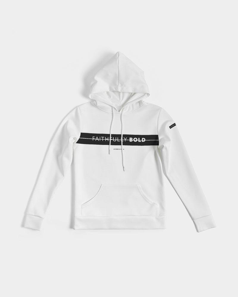 Faithfully Bold Strikethrough Women's Hoodie (White/Black) Hoodie Myrrh and Gold