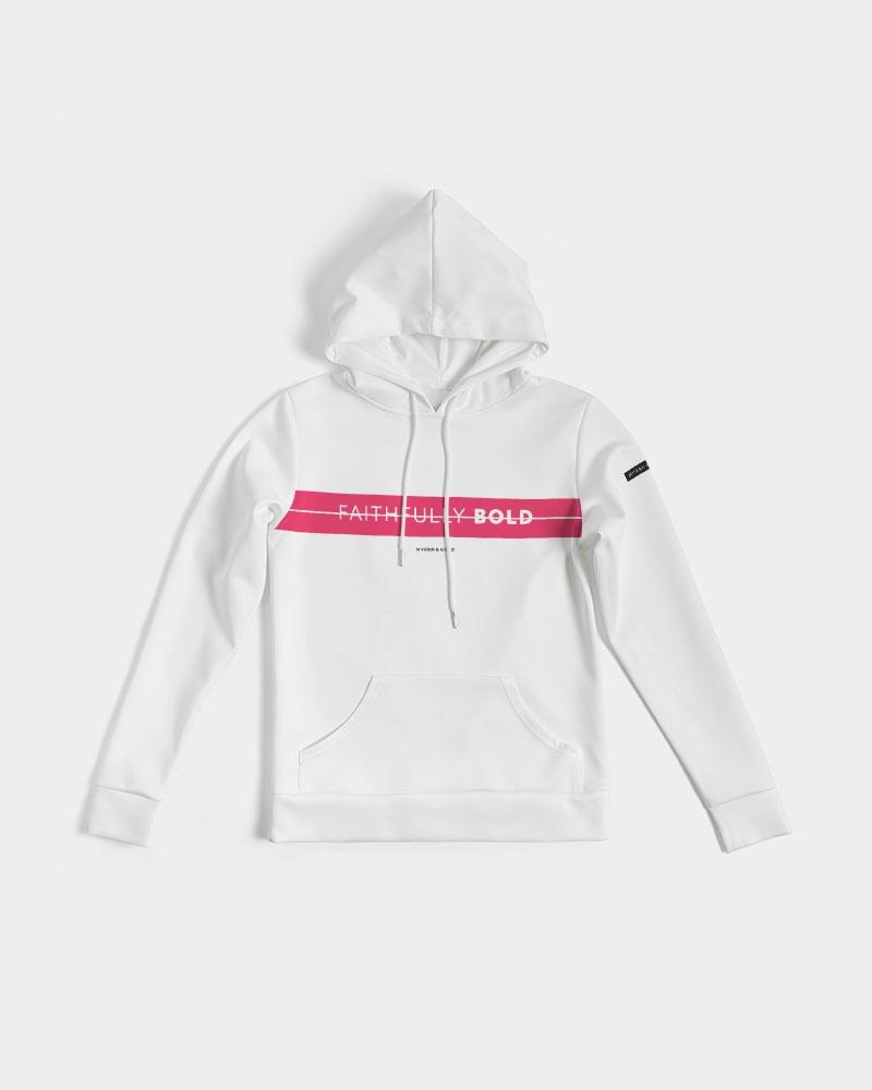Faithfully Bold Strikethrough Women's Hoodie (White/Tuscany Pink) Hoodie Myrrh and Gold