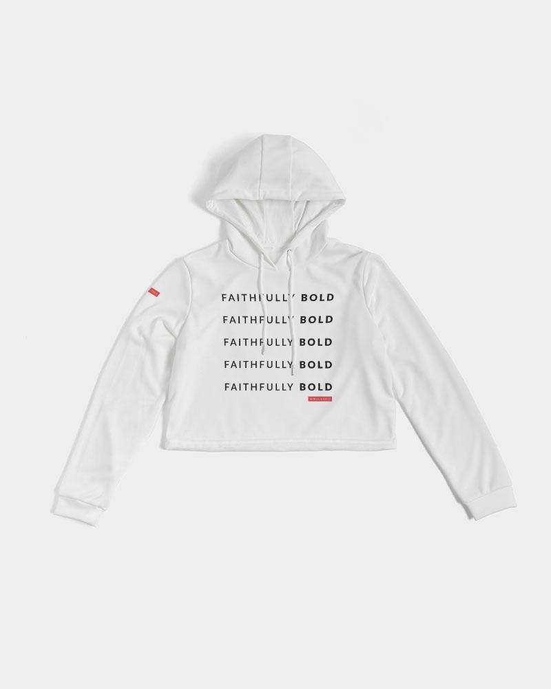 Faithfully Bold Women's Cropped Hoodie (White) Cropped Hoodie Myrrh and Gold