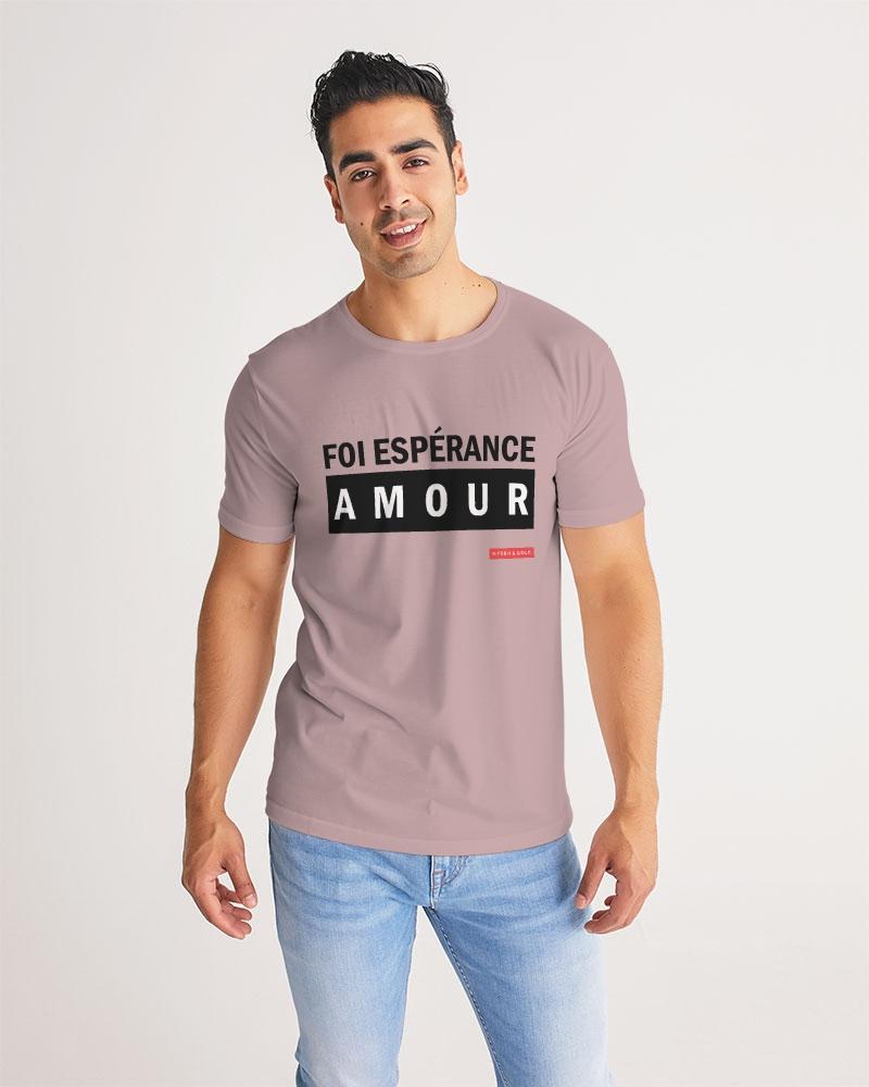 Teeshirt Rose Pâle Homme • Tee shirt Coeur • Vague d'Amour