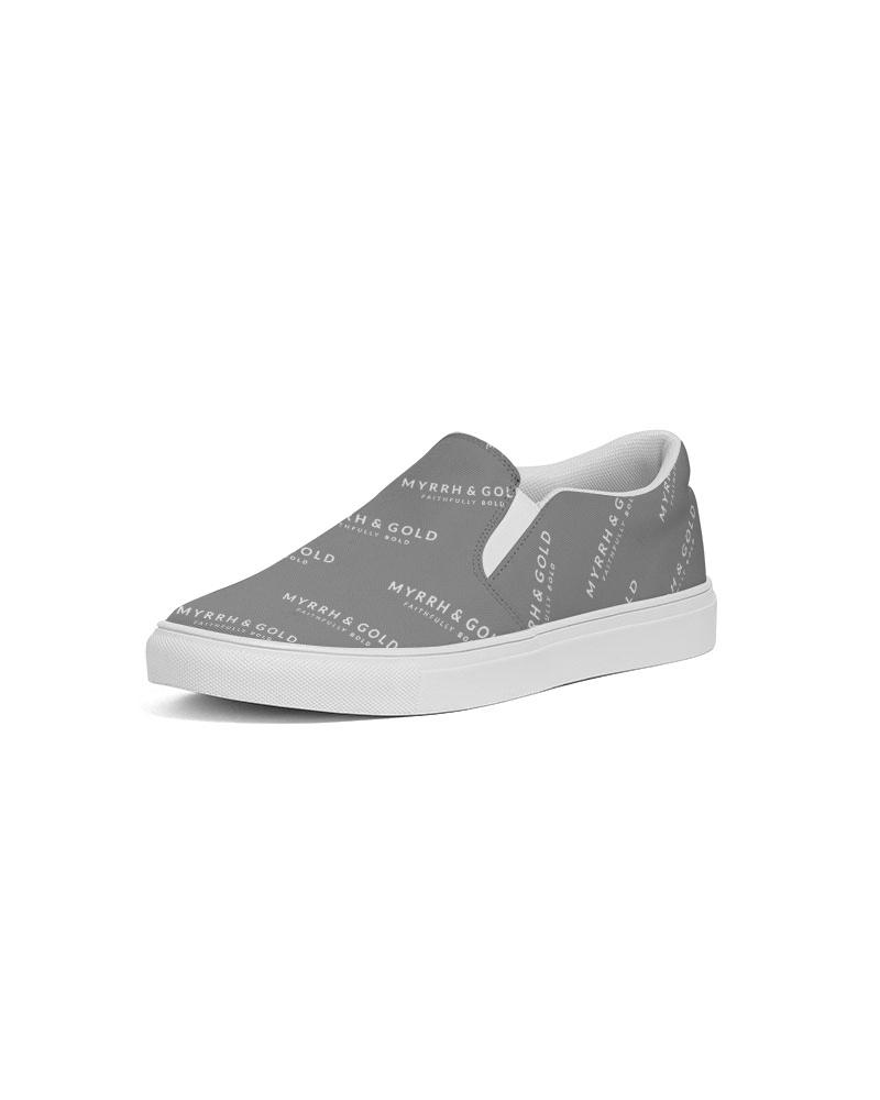 M&G_w-tagline-Grid-Pattern---W/G_30-deg-angle-(50%-larger) Men's Slip-On Canvas Shoe men shoes Myrrh and Gold