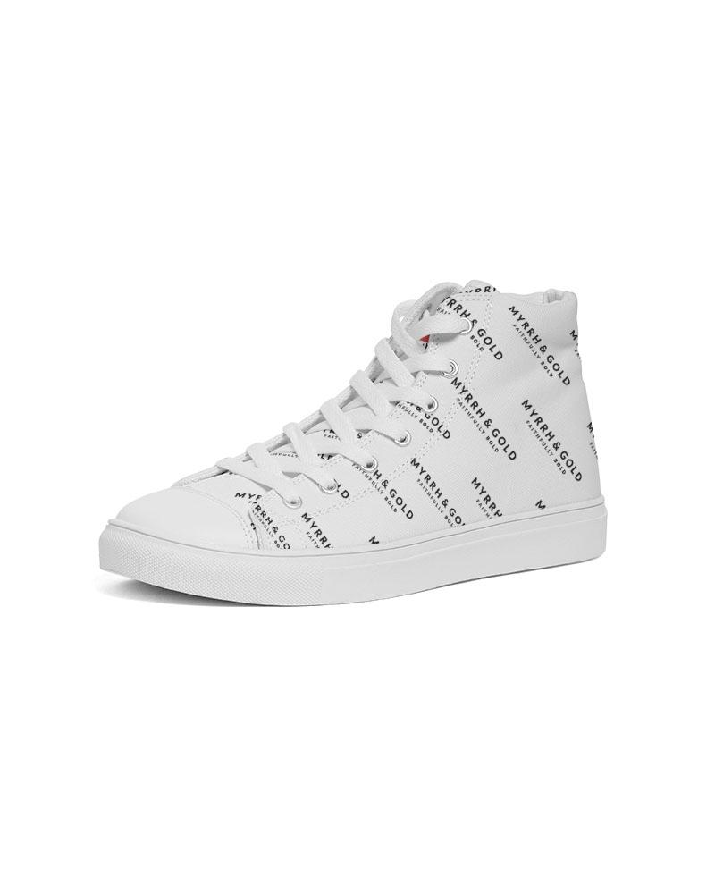 M&G_w-tagline-Grid-Pattern---B/W_30-deg-angle-(50%-larger) Women's Hightop Canvas Shoe women shoes Myrrh and Gold