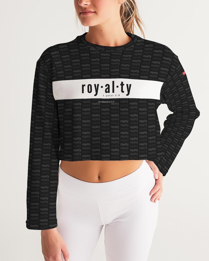 Royalty-v9ab---black Women's Cropped Sweatshirt cloth Myrrh & Gold