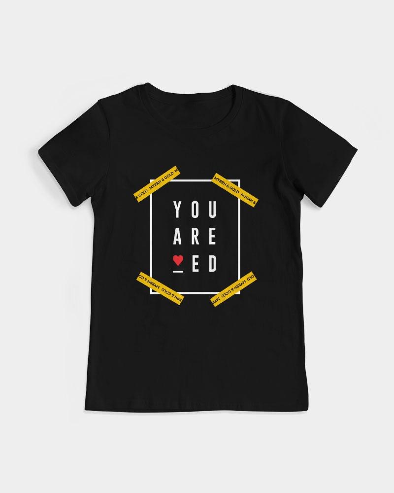 You are Loved Women's Graphic Tee (Black) T-Shirt Myrrh and Gold