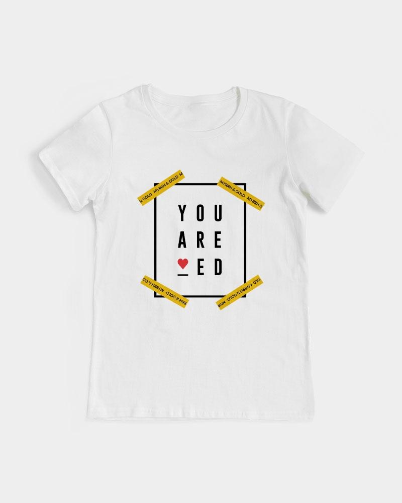 You are Loved Women's Graphic Tee (White) T-Shirt Myrrh and Gold