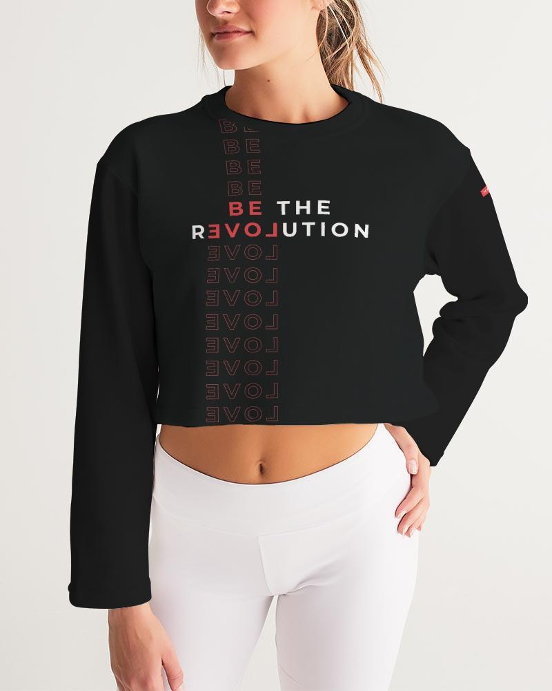 Be the rEVOLution Women's Cropped Sweatshirt (Black) Pullover Myrrh and Gold 