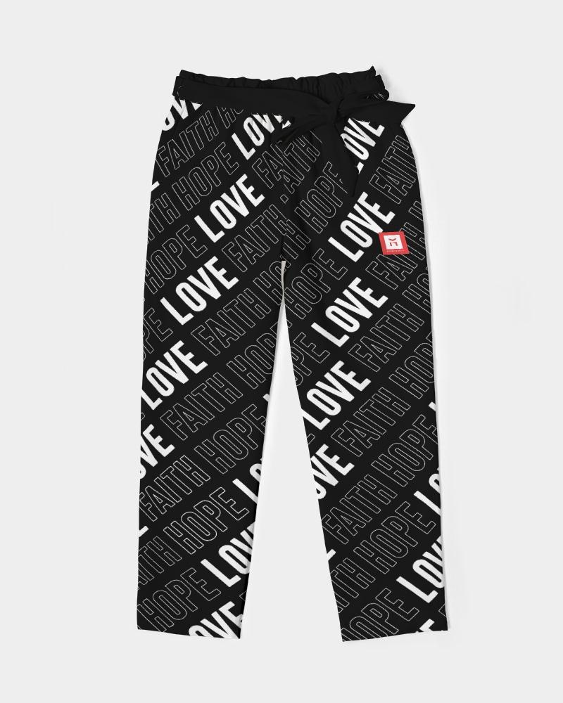 Faith Hope Love Women's Belted Tapered Pants (Black) Pants Myrrh and Gold 