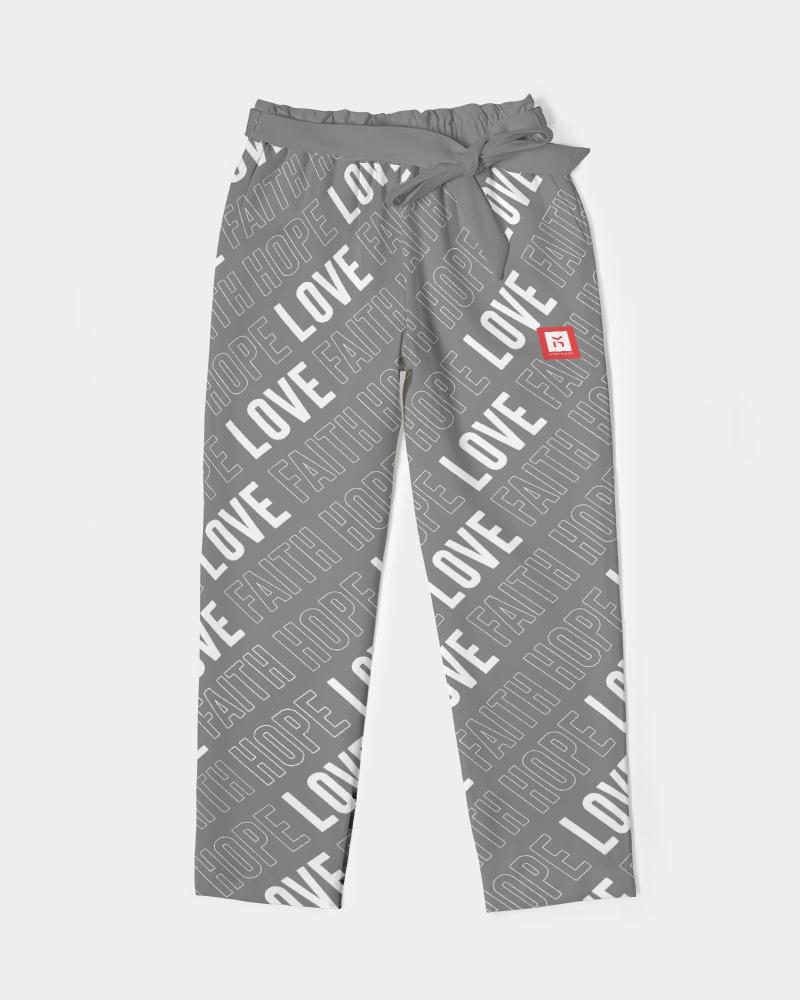 Faith Hope Love Women's Belted Tapered Pants (Grey) Pants Myrrh and Gold 