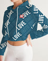 Faith Hope Love Women's Cropped Hoodie (Blue Sapphire) Cropped Hoodie Myrrh and Gold 