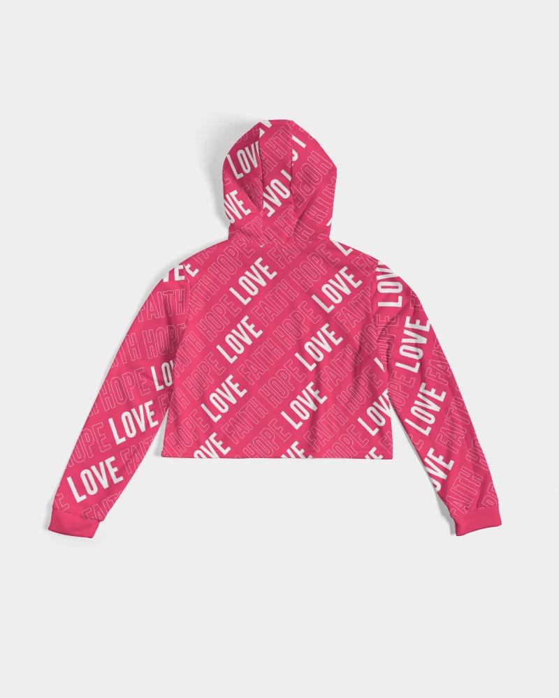 Faith Hope Love Women's Cropped Hoodie (Radical Red) Cropped Hoodie Myrrh and Gold 