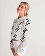 Faith Hope Love Women's Cropped Hoodie (White) Cropped Hoodie Myrrh and Gold 