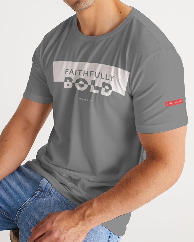 Faithfully Bold Boxed Men's Tee (Grey) T-Shirt Myrrh and Gold 