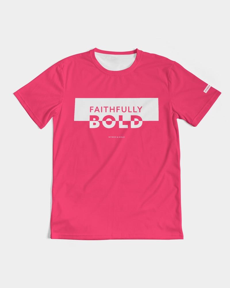 Faithfully Bold Boxed Men's Tee (Radical Red) T-Shirt Myrrh and Gold 