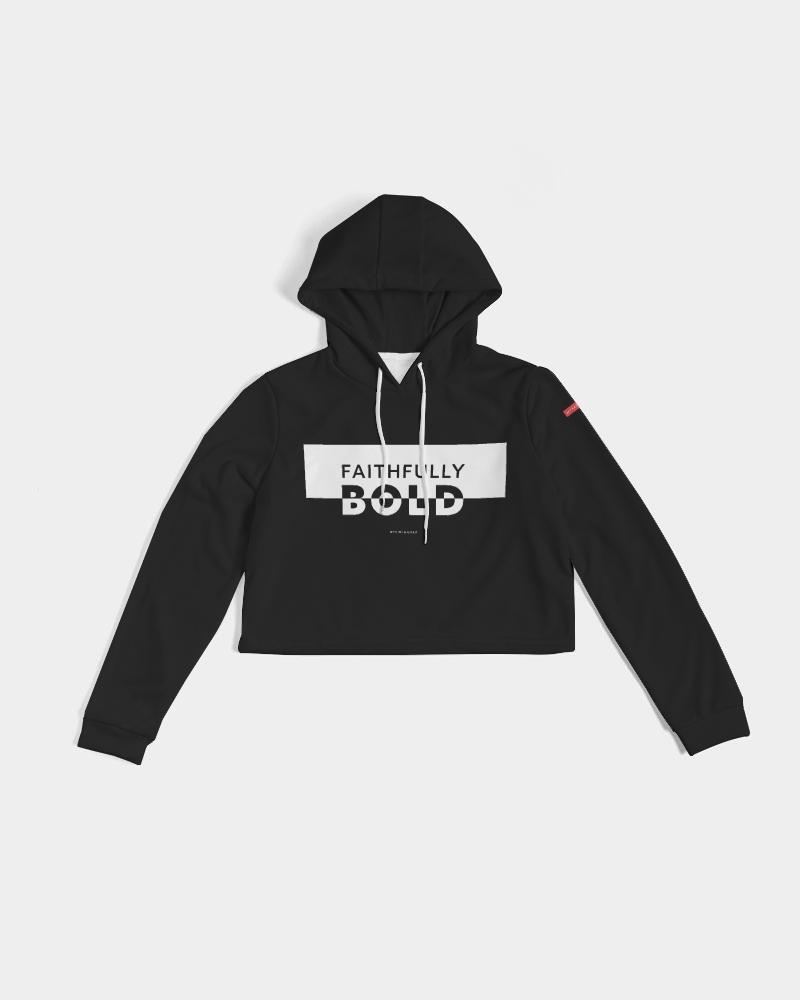 Faithfully Bold Boxed Women's Cropped Hoodie (Black) Cropped Hoodie Myrrh and Gold 