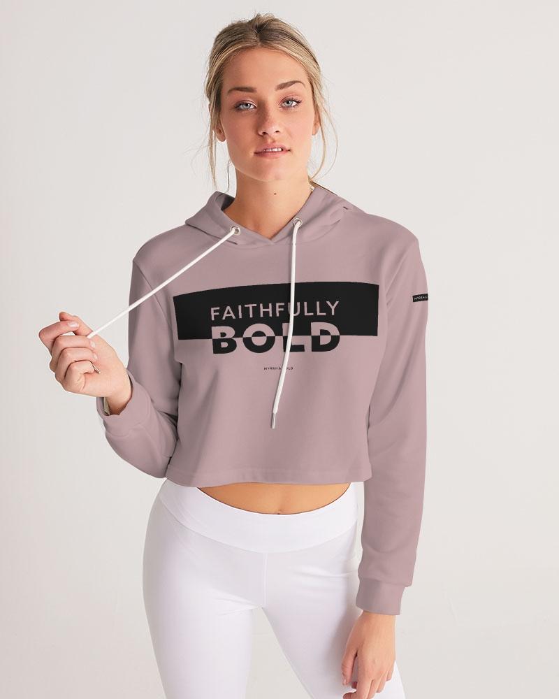 Faithfully Bold Boxed Women's Cropped Hoodie (Tuscany Pink) Cropped Hoodie Myrrh and Gold 