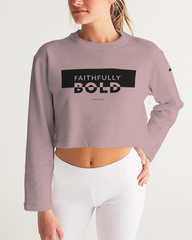 Faithfully Bold Boxed Women's Cropped Sweatshirt (Tuscany Pink) Cropped Sweatshirt Myrrh and Gold 