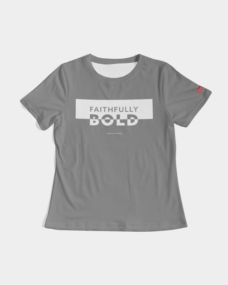 Faithfully Bold Boxed Women's Tee (Grey) T-Shirt Myrrh and Gold 