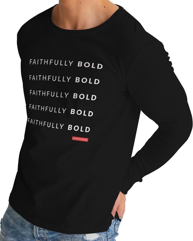 Faithfully Bold Men's Long Sleeve Tee (Black) Long Sleeve T-Shirt Myrrh and Gold 