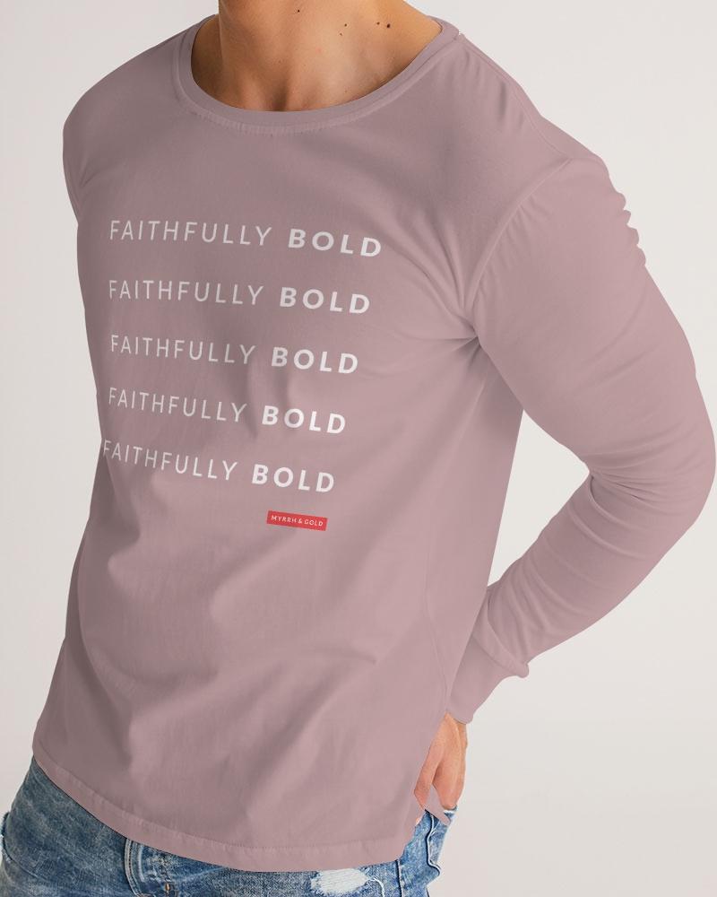 Faithfully Bold Men's Long Sleeve Tee (Tuscany Pink) Long Sleeve T-Shirt Myrrh and Gold 