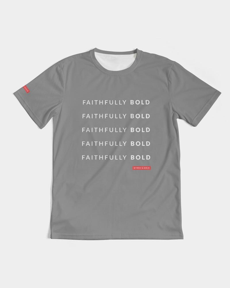 Faithfully Bold Men's Tee (Grey) T-Shirt Myrrh and Gold 