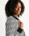 Faithfully-Bold-Pattern_Grey-v2a Women's Bomber Jacket cloth Myrrh and Gold 