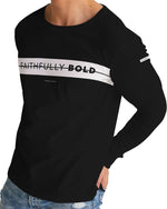 Faithfully Bold Strikethrough Men's Long Sleeve Tee (Black/White) Long Sleeve T-Shirt Myrrh and Gold 