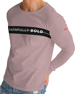Faithfully Bold Strikethrough Men's Long Sleeve Tee (Tuscany Pink) Long Sleeve T-Shirt Myrrh and Gold 