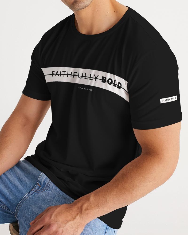 Faithfully Bold Strikethrough Men's Tee (Black/White) T-Shirt Myrrh and Gold 