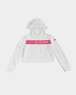 Faithfully Bold Strikethrough Women's Cropped Hoodie (White/Tuscany Pink) Cropped Hoodie Myrrh and Gold 