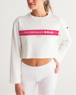 Faithfully Bold Strikethrough Women's Cropped Sweatshirt (White/Tuscany Pink) Cropped Sweatshirt Myrrh and Gold 