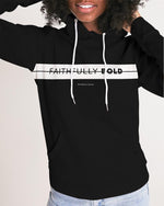 Faithfully Bold Strikethrough Women's Hoodie (Black/White) Hoodie Myrrh and Gold 
