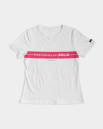 Faithfully Bold Strikethrough Women's Tee (White/Tuscany Pink) T-Shirt Myrrh and Gold 