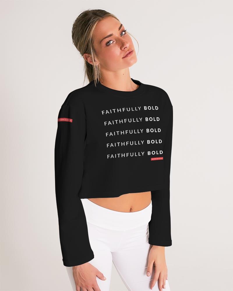 Faithfully Bold Women's Cropped Sweatshirt (Black) Cropped Sweatshirt Myrrh and Gold 