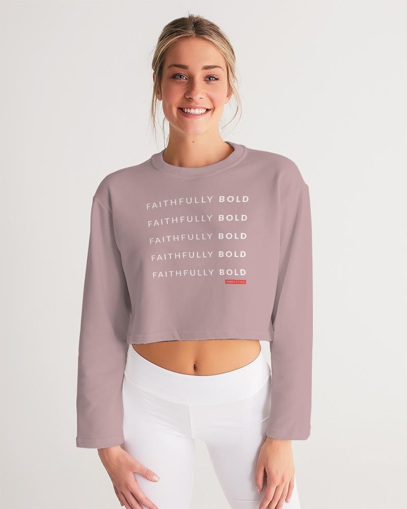 Faithfully Bold Women's Cropped Sweatshirt (Tuscany Pink) Cropped Sweatshirt Myrrh and Gold 
