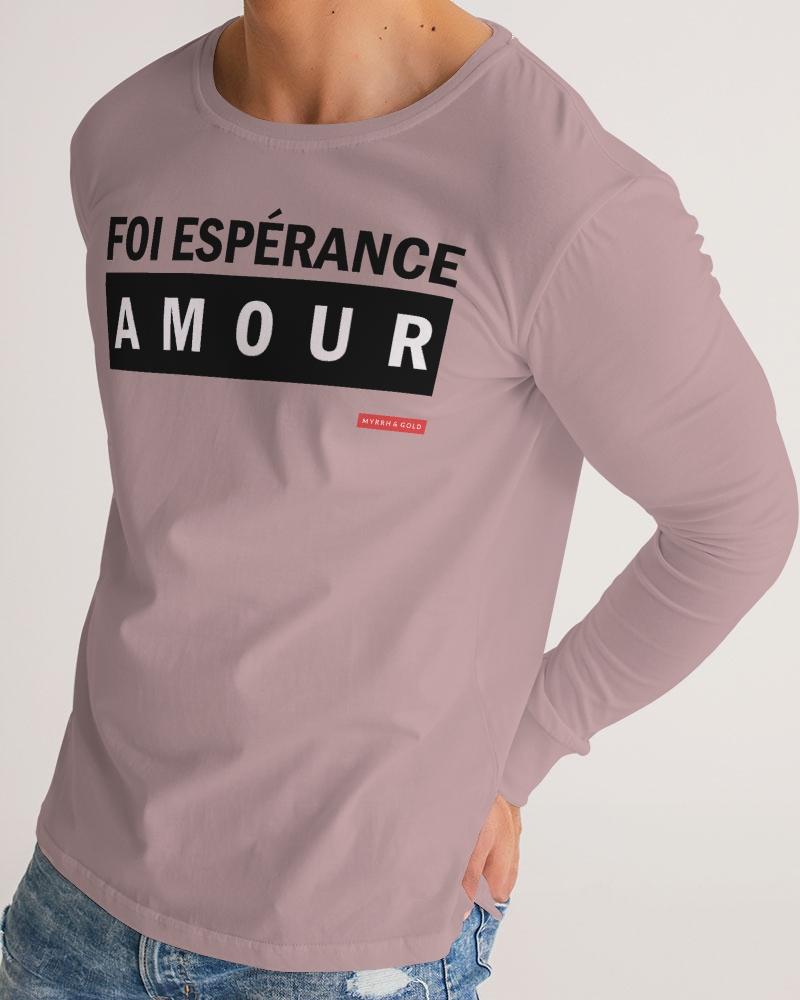 Foi Esperance Amour Men's Long Sleeve Tee (Tuscany Pink) Long Sleeve T-Shirt Myrrh and Gold 