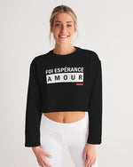 Foi Esperance Amour Women's Cropped Sweatshirt (Black) Cropped Sweatshirt Myrrh and Gold 