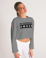 Foi Esperance Amour Women's Cropped Sweatshirt (Grey) Cropped Sweatshirt Myrrh and Gold 